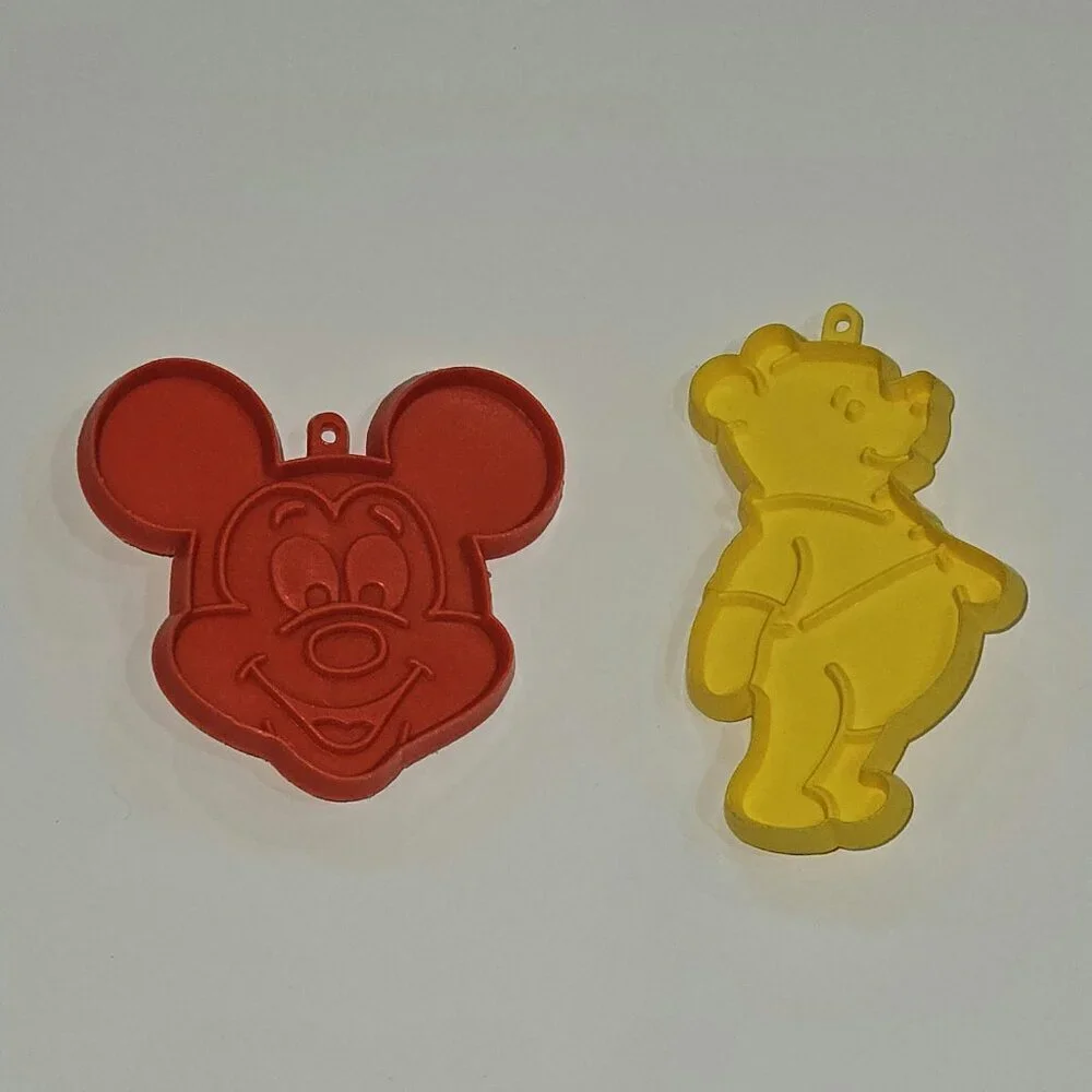 2 VTG Cookie Cutters Lot Disney Hallmark Red Mickey Mouse Yellow Winnie the Pooh